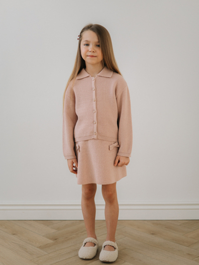 Кардиган с воротником, Пудровый