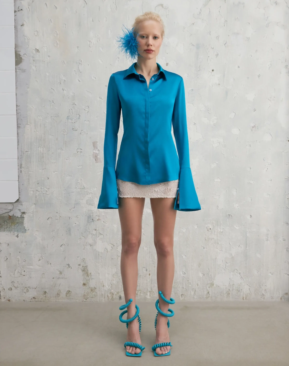 Шелковая рубашка Silk Aquamarine