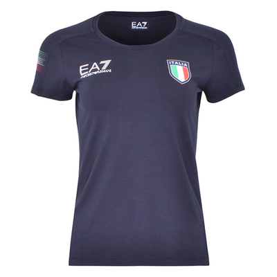 Женская теннисная футболка EA7 Woman Jersey T-shirt - night blue