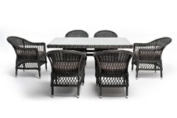 "Амароне" обеденная группа из искусственного ротанга на 6 персон, цвет графит