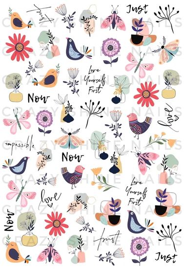 Слайдер-дизайн Crazy Shine Nails mini: Абстрактные птички