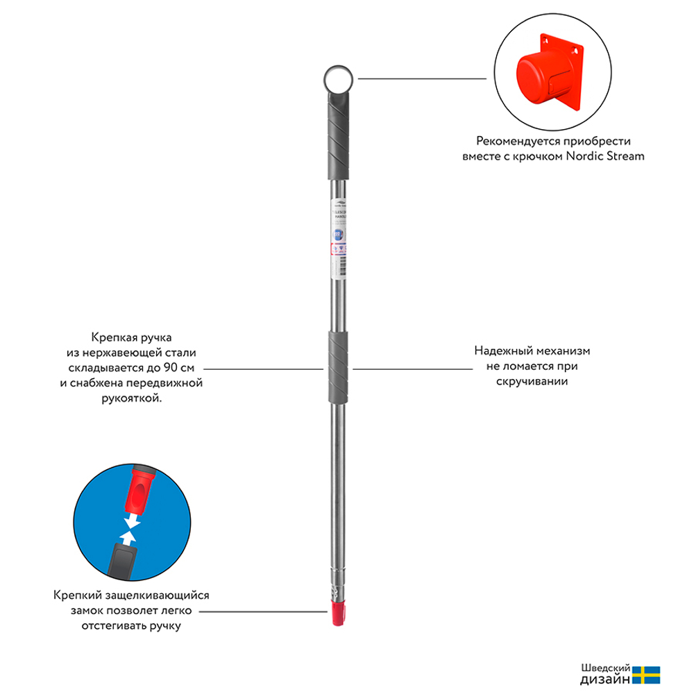 Набор из телескопической ручки 160 см, подвижного основания для швабры и сменной насадки из микрофибры