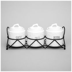 НАБОР БАНОК ДЛЯ СЫПУЧИХ ПРОДУКТОВ КОЛЛЕКЦИЯ "KITCHEN" НА ПОДСТАВКЕ 3 ШТ. 9*11 СМ