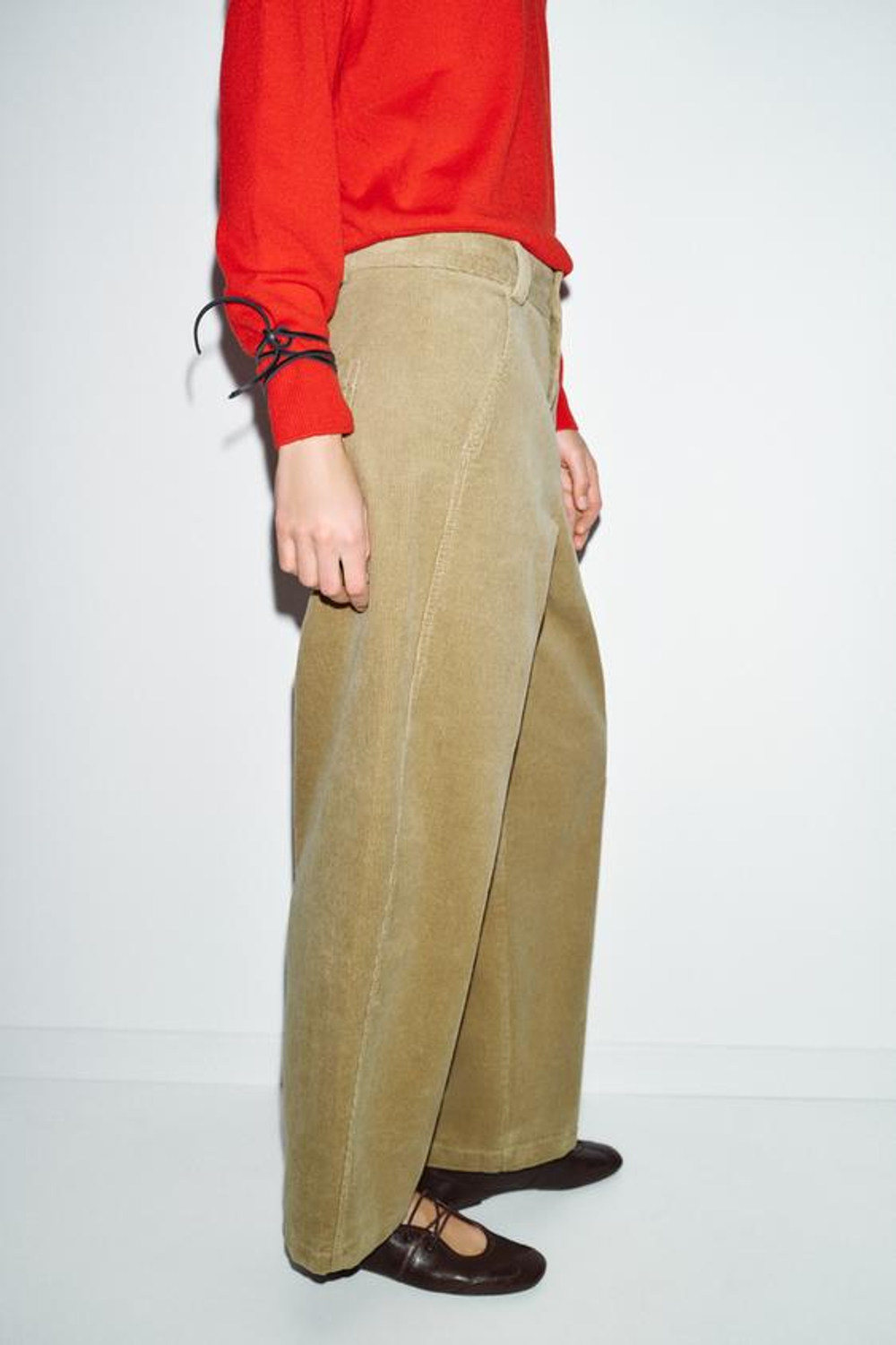 ZARA ВЕЛЬВЕТОВЫЕ БРЮКИ BARREL, СВЕТЛЫЙ ЖЕЛТО-КОРИЧНЕВЫЙ