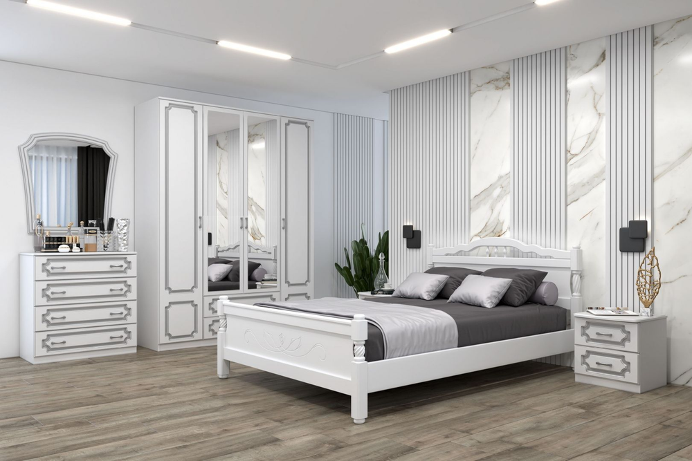 Спальня «Лакированный Белый Жемчуг»