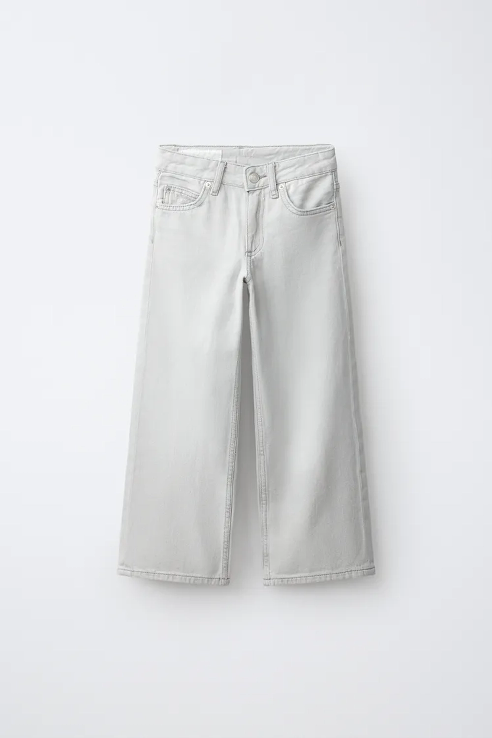 ZARA ДЖИНСЫ WIDE LEG СО СТРАЗАМИ, СЕРЫЙ МЕЛАНЖ