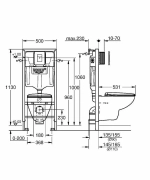 Унитаз подвесной Grohe Bau Ceramic 39586000 безободковый, с крышкой микролифт, с инсталляцией, кнопка хром