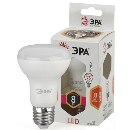 Лампа светодиодная ЭРА STD LED R63-8W-827-E27 8Вт рефлектор теплый белый свет Е27
