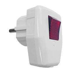 Вилка угловая с заземлением, с выключателем / вилка с кнопкой (16А, 250В), белая