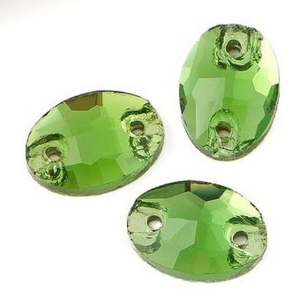 Стразы стекло 8*10мм. "Овал" зеленый/10
