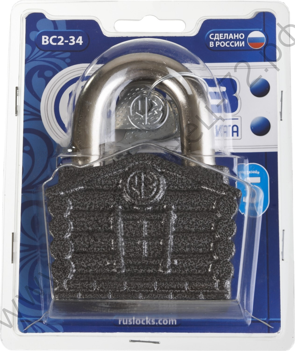 ВС2-3476,5x34х104 мм, дисковый механизм секрета, навесной замок (37220-34)