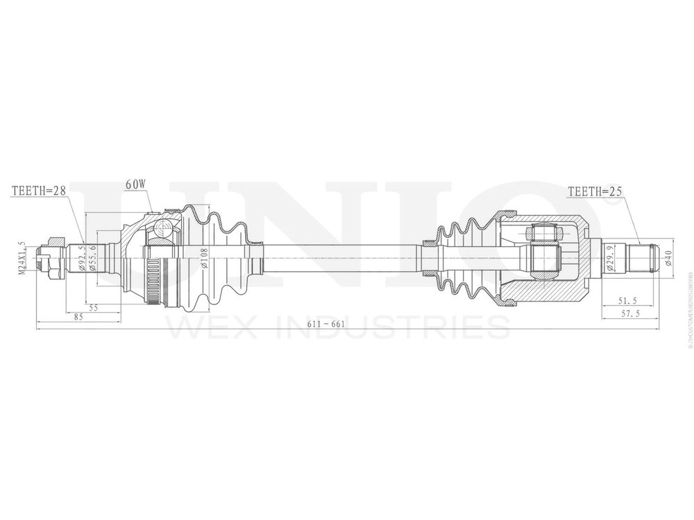 Привод в сборе передний левый/правый UNIO CVJ-10086