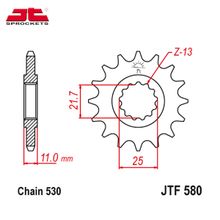 JT JTF580.16 звезда передняя (ведущая), 16 зубьев