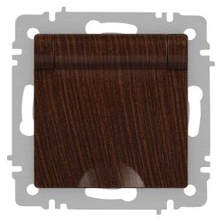 Розетка Intro Accent 6-203-10 2P+E Schuko с крышкой, 16А-250В, IP20, СУ, AL/CU, венге | Intro