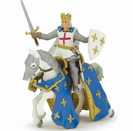 Фигурка Papo - Фигурки рыцарей - Король Луис с мечои щитом и лошадью - Папо 39841