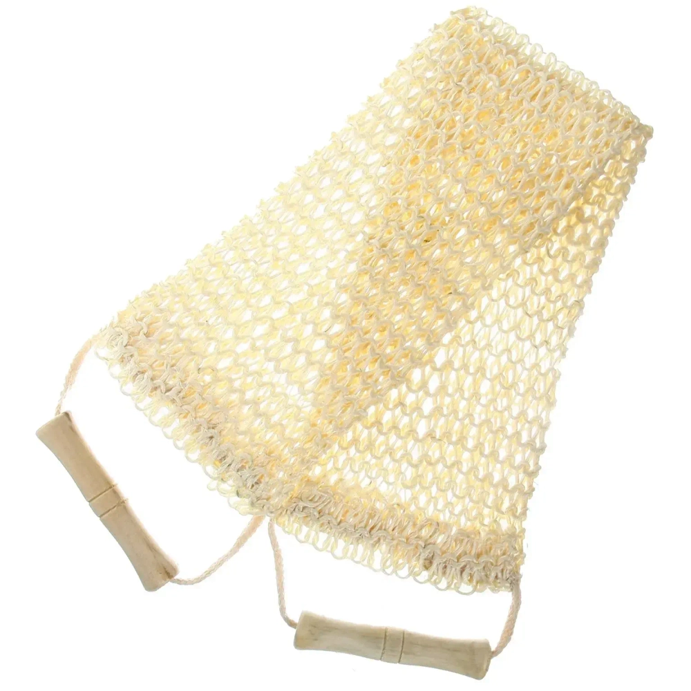 Мочалка для тела скрабирующая «Ultramarine - Удовольствие» с деревянными ручками, средняя вязка, сизаль, 50*10см