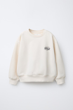 ZARA ТОЛСТОВКА С НАДПИСЬЮ, ЭКРЮ