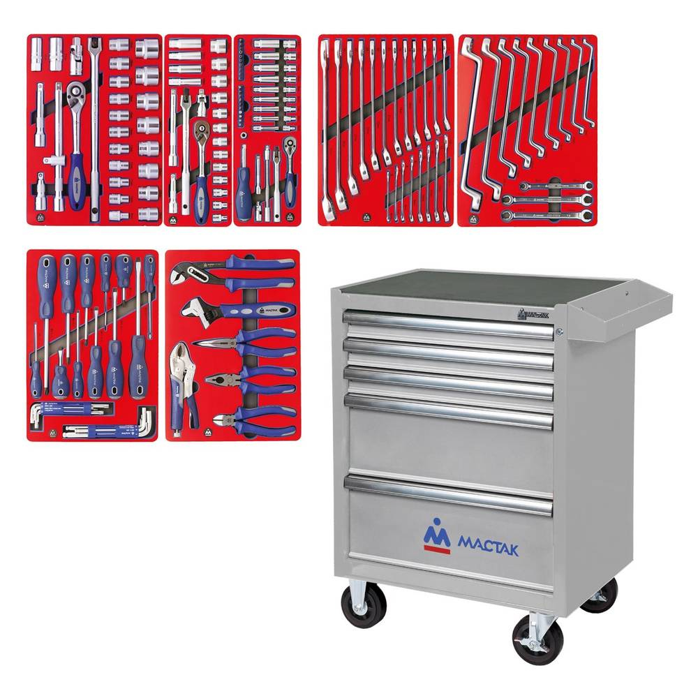 Набор инструментов "СТАРТ" в серой тележке, 161 предмет МАСТАК 52-05161G