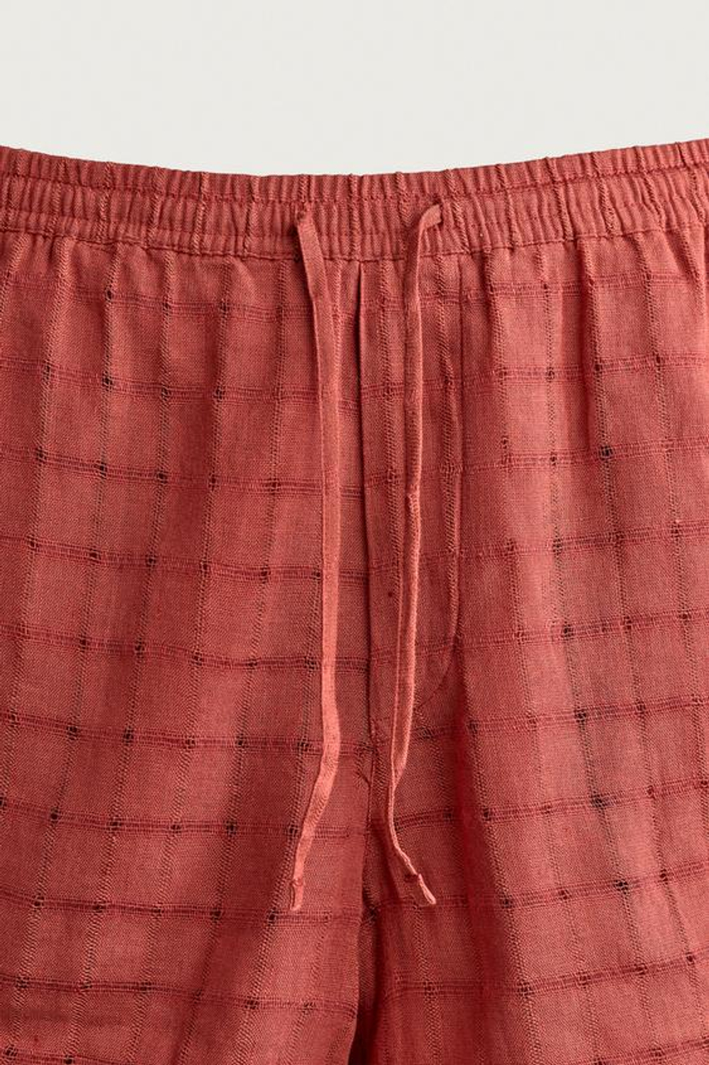 ZARA ШОРТЫ ИЗ ЖАККАРДА В КЛЕТКУ ИЗ ЛЬНА И ХЛОПКА, ЧЕРЕПИЧНЫЙ