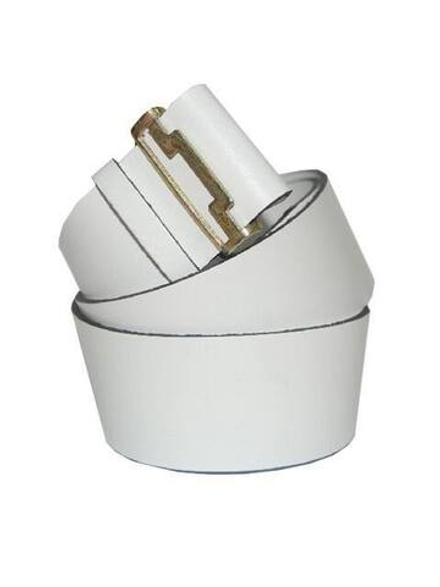 Ремень солдатский белый кожаный без бляхи