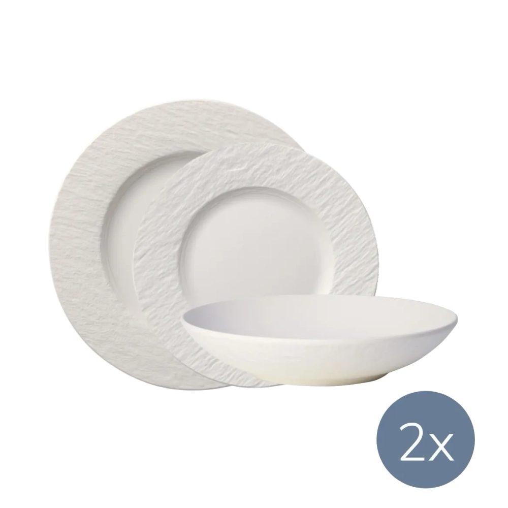 Villeroy & Boch Производство набора тарелок Rock Blanc на 2 персоны. 10-4240-2620 + 10-4240-2536 + 10-4240-2640