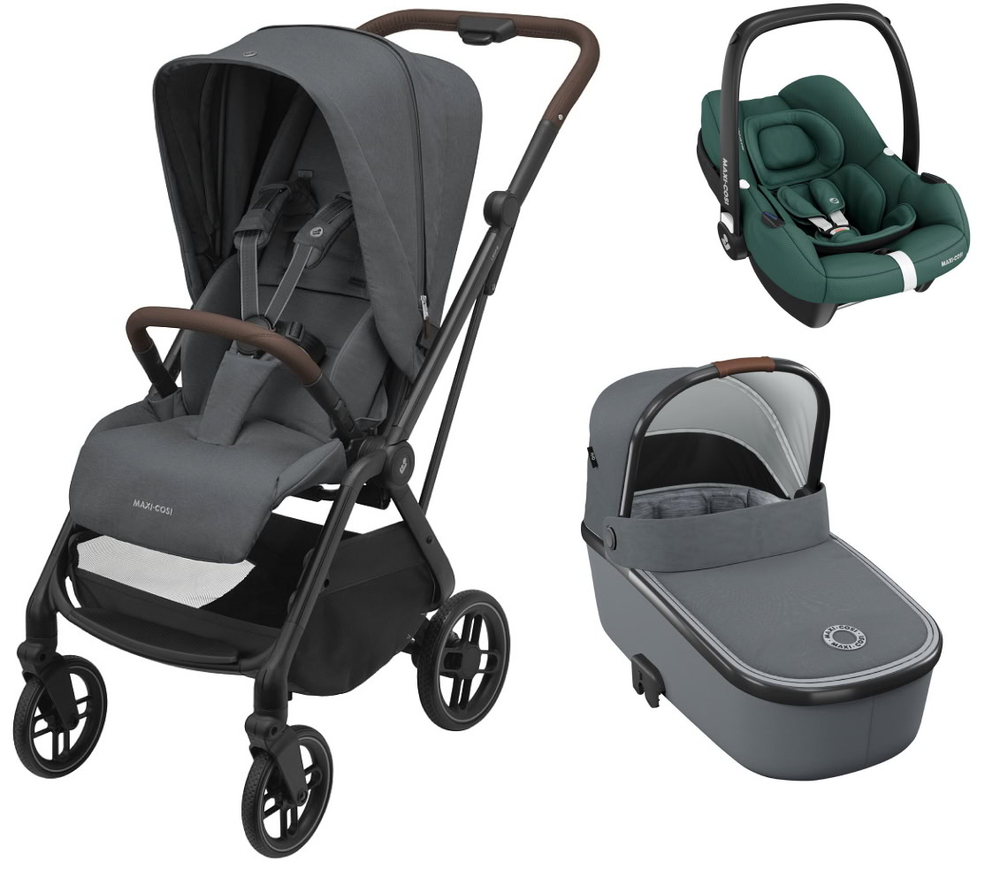 Детская коляска Maxi-Cosi Leona² Oria 3 в 1 с автокреслом CabrioFix Essential green 1204204110 Twillic Graphite/1507050110 Essential Grey