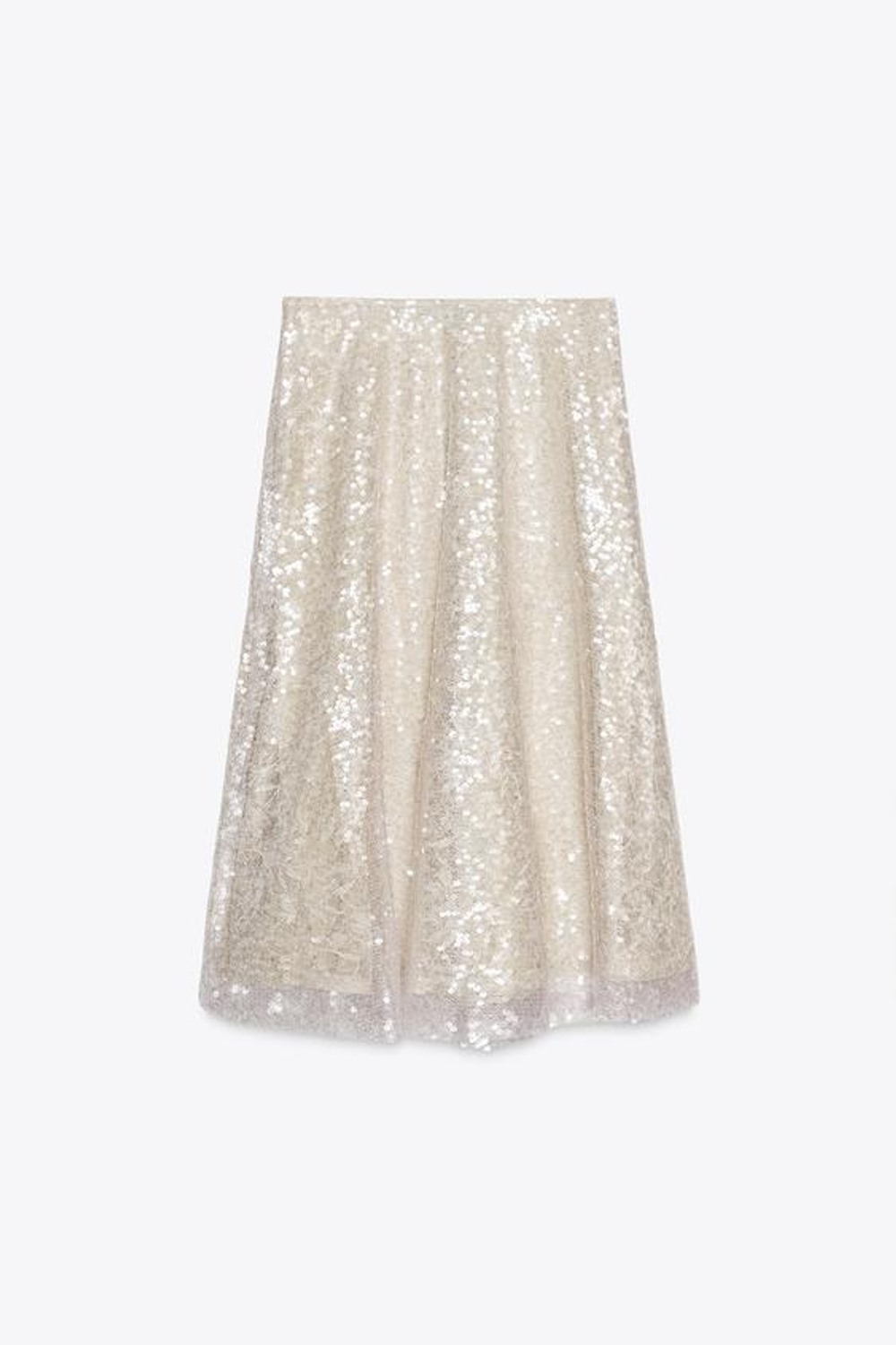 ZARA ЮБКА МИДИ С ПАЙЕТКАМИ, ЦВЕТ РОЗОВОГО МЕЛА
