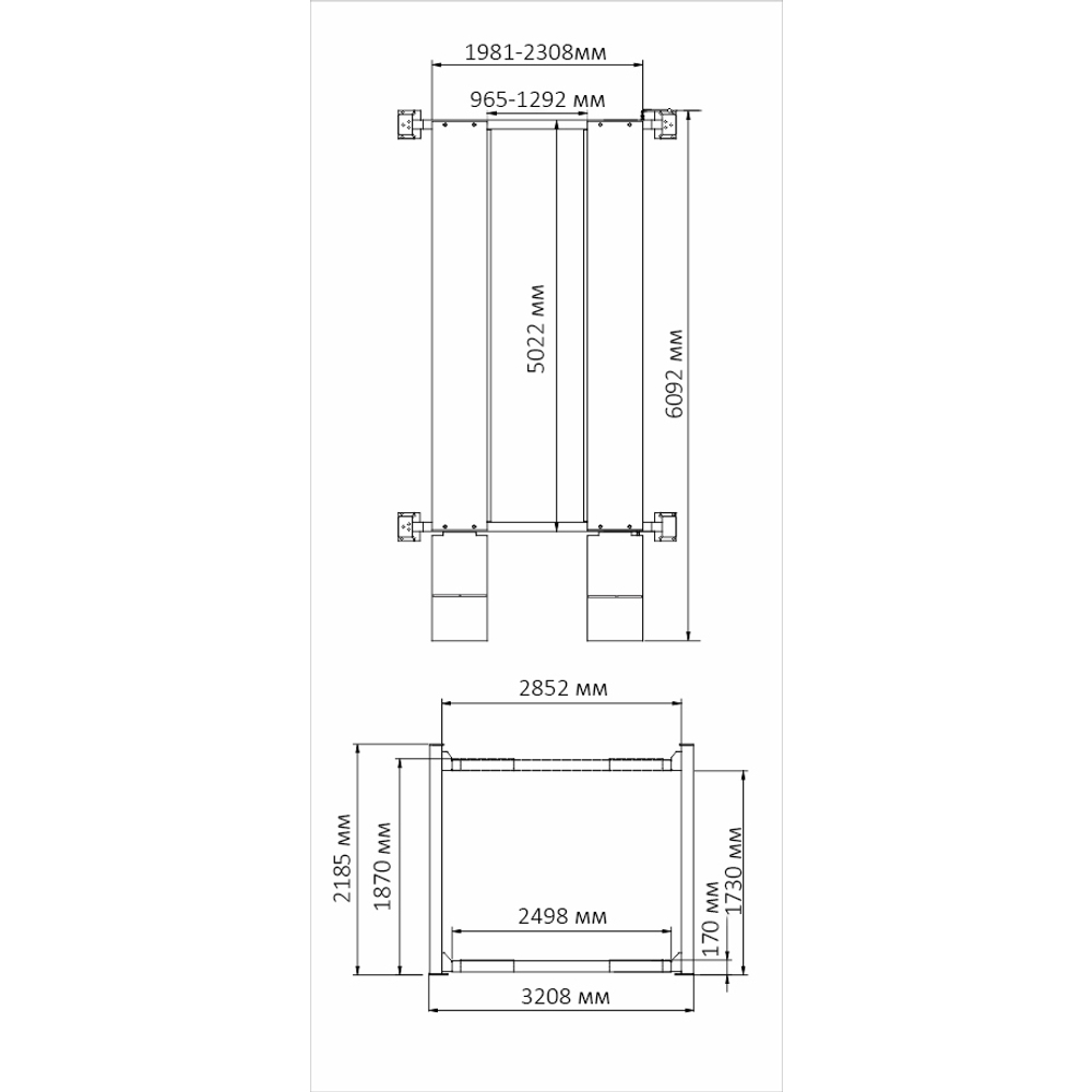 A455 (PEAK 412) Подъемник четырехстоечный, 5,5 т. для слесарных работ (Серый)