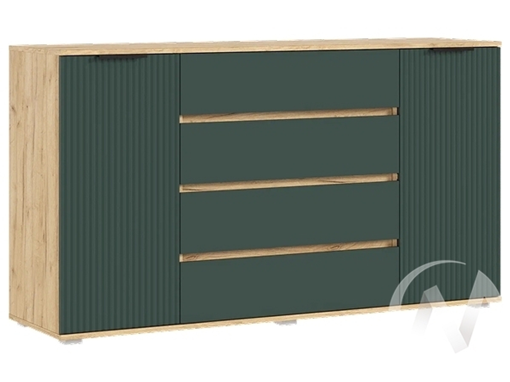 Комод 2 двери 4 ящика (1600) МС Марвэл (дуб крафт/браш мени грин)