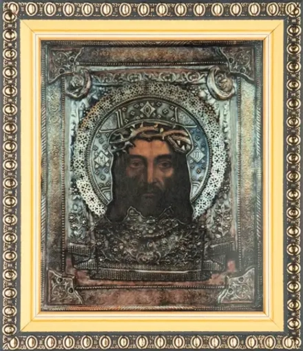 Икона "Спас в терновом венце" (стар. образ) 10х12 в раме 13х15