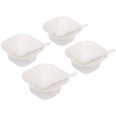 Набор соусников «White magic» 4шт с ложками «Квадрат» 120мл