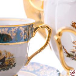 Кофейный сервиз Repast Охота зеленая Мария-тереза 15 предметов на 6 персон