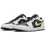 Jordan 1 Low White Black Metallic Gold Swoosh