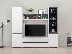 Гостиная Сидней 4 Белый/Белый глянец/Черный