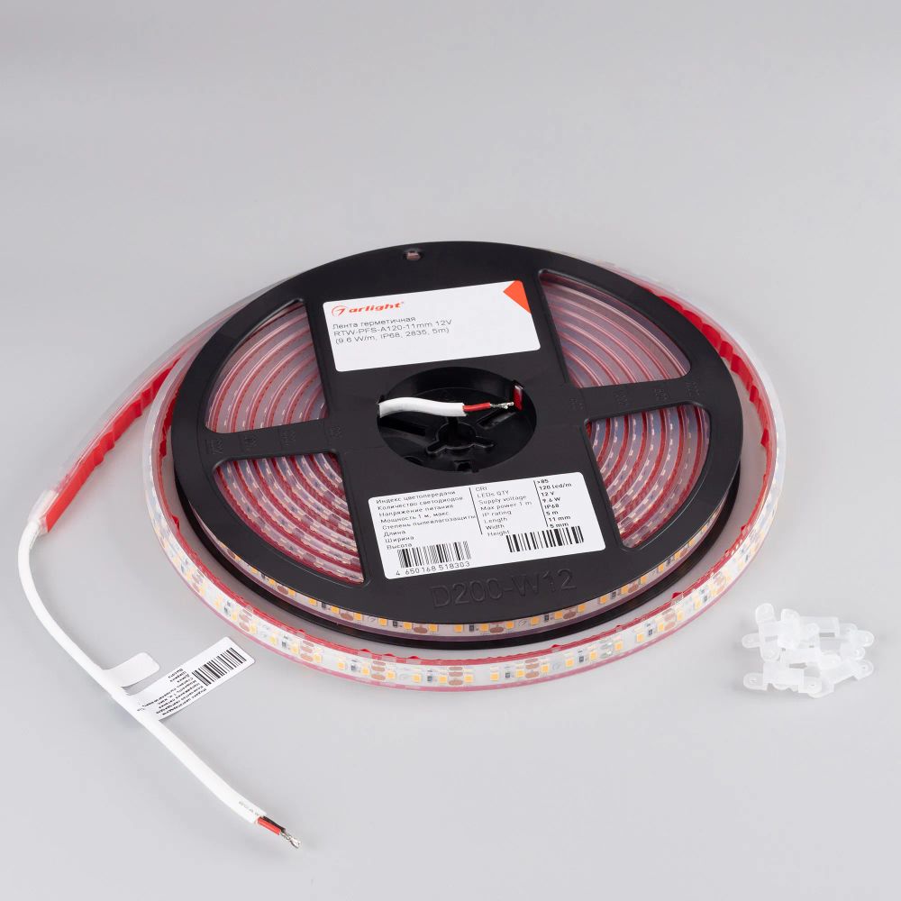 Светодиодная лента герметичная RTW-PFS-A120-11mm 12V Day4000 (9.6 W/m, IP68, 2835, 5m) (Arlight, -) 034002