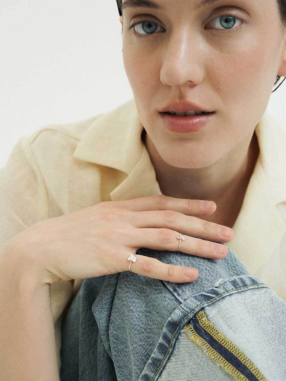 Кольцо Гортензия мини 3 лепестка