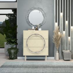 Комод Арт Колор leaves Классик Сильвер с 3 ящиками Серый шелк