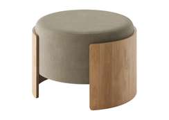 Банкетка Lagom D 62 см (серо-зеленый FiberGuard, натуральный дуб)