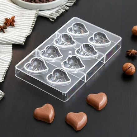 Форма для шоколада «Сердце», 8 ячеек, 20×12×2,5 см