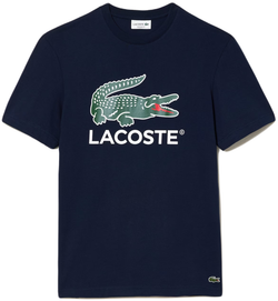 Мужская теннисная футболка Lacoste Cotton Jersey Signature Print T-Shirt - небесный
