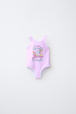 ZARA КУПАЛЬНИК С ПРИНТОМ «ЦИРК», РОЗОВЫЙ/ЛИЛОВЫЙ