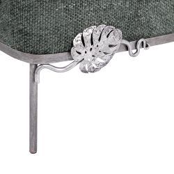 Банкетка Monstera Deliciosa (Монстера) Квадро Лазурный Античное серебро