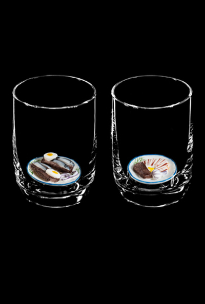 Подарочный набор из двух стопок под водку "Сало и Килька".