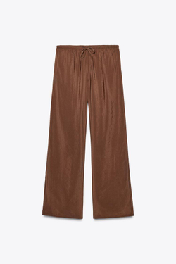 ZARA БРЮКИ СВОБОДНОГО КРОЯ, ШОКОЛАДНО-КОРИЧНЕВЫЙ