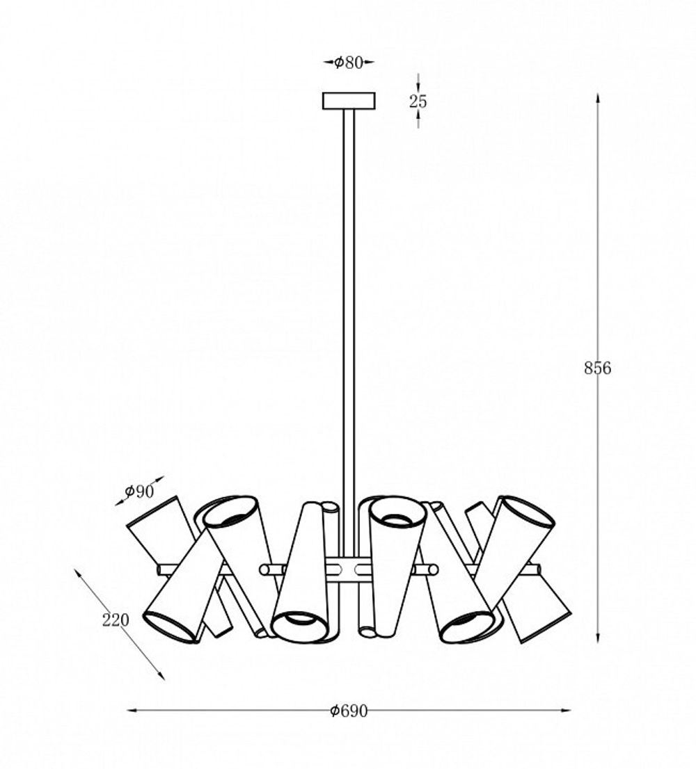 Люстра на штанге Maytoni Giro MOD095PL-14BS