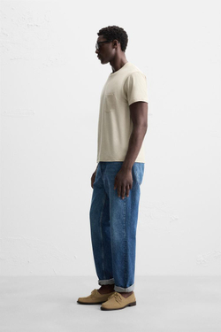 ZARA ФУТБОЛКА С КАРМАНОМ, БЕЖЕВЫЙ