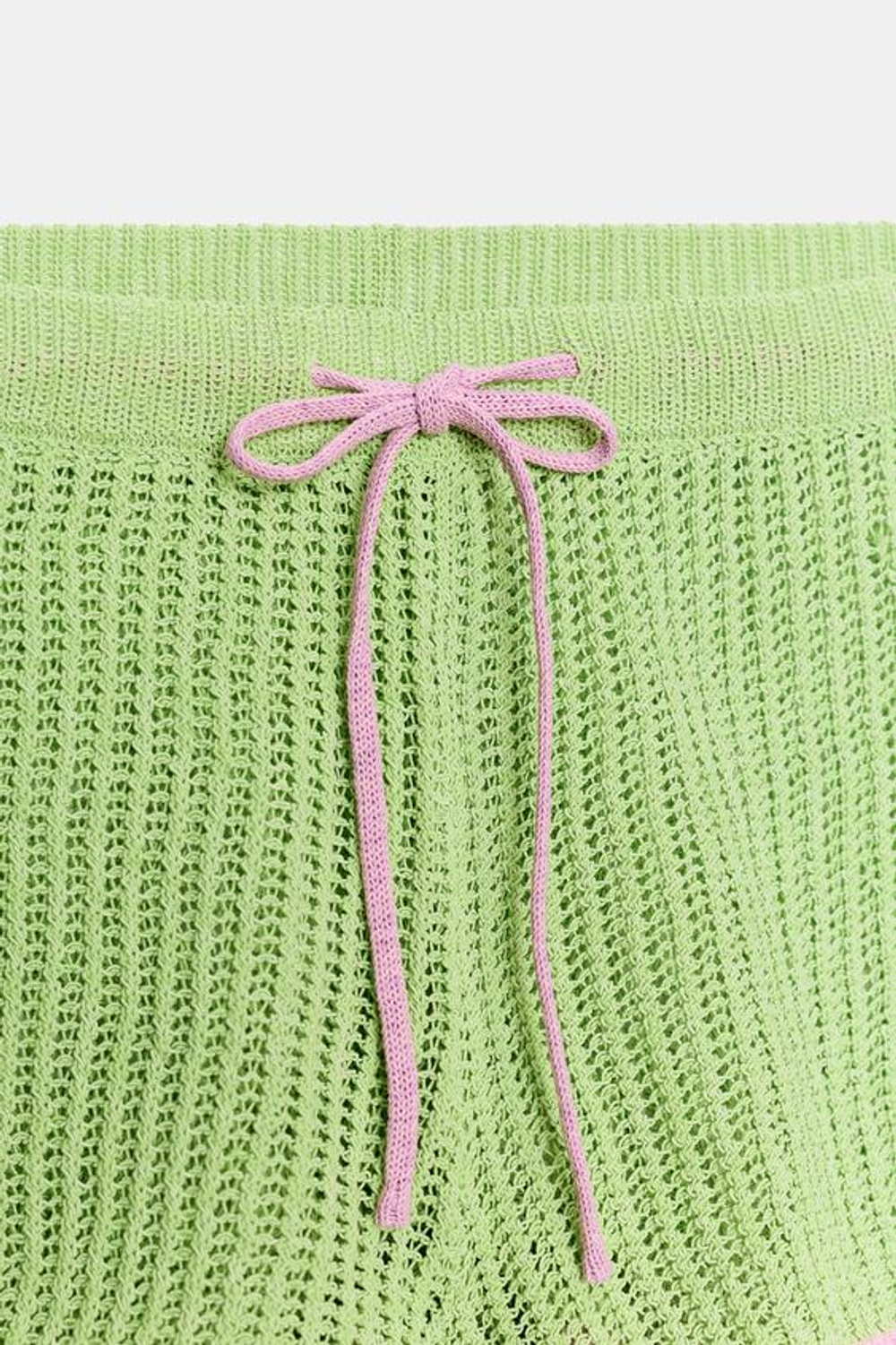 ZARA ТРИКОТАЖНЫЕ ШОРТЫ С ЭЛАСТИЧНЫМ ПОЯСОМ, ЗЕЛЕНЫЙ