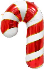 Шар (29''/74 см) Фигура, Леденец трость, Золотая полоска, Белый/Красный, 1 шт.