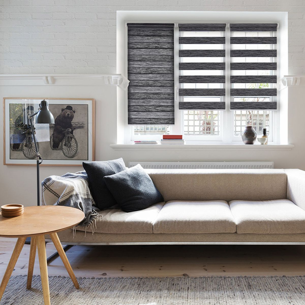 Рулонная штора День и ночь, 160хполотн 43 см, шир.крепл. 47 см, графит, СРШ-01МК-4306