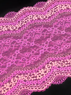 03-230 Кружево эластичное 22 см, ярко-розовый/коралл
